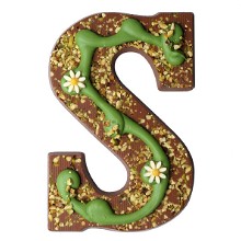 Chocoladeletter gedecoreerde fantasie letter S 225 gram
