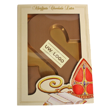 Chocoladeletter 200 gram | Ambachtelijke Belgische chocolade | UTZ gecertificeerd | Met logo