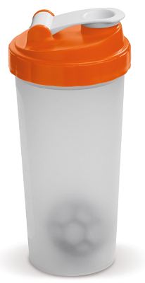 Shaker met shakerbal 600 ml oranje